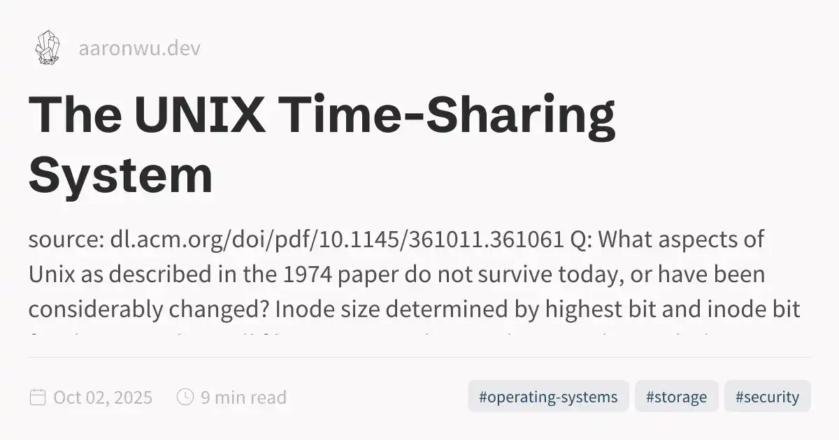 The UNIX Time-Sharing System